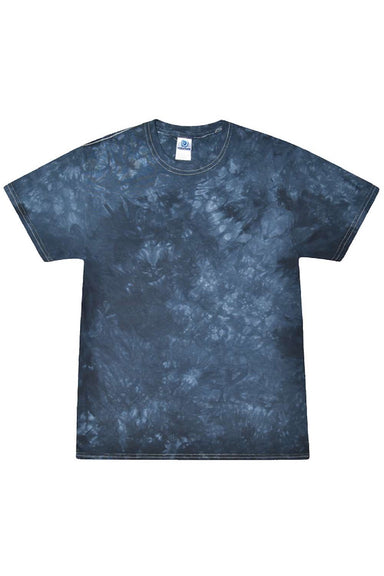 Colortone 1390 Mens Crystal Wash Short Sleeve Crewneck T-Shirt Crystal Navy Blue Flat Front