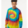 Colortone Mens Long Sleeve Crewneck T-Shirt - Reactive Rainbow - NEW