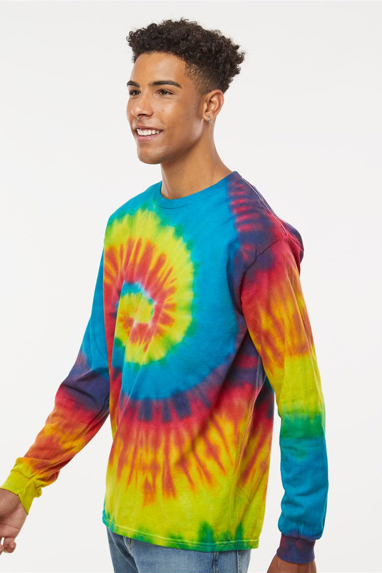 Colortone 2000 Mens Long Sleeve Crewneck T-Shirt Reactive Rainbow Model Side
