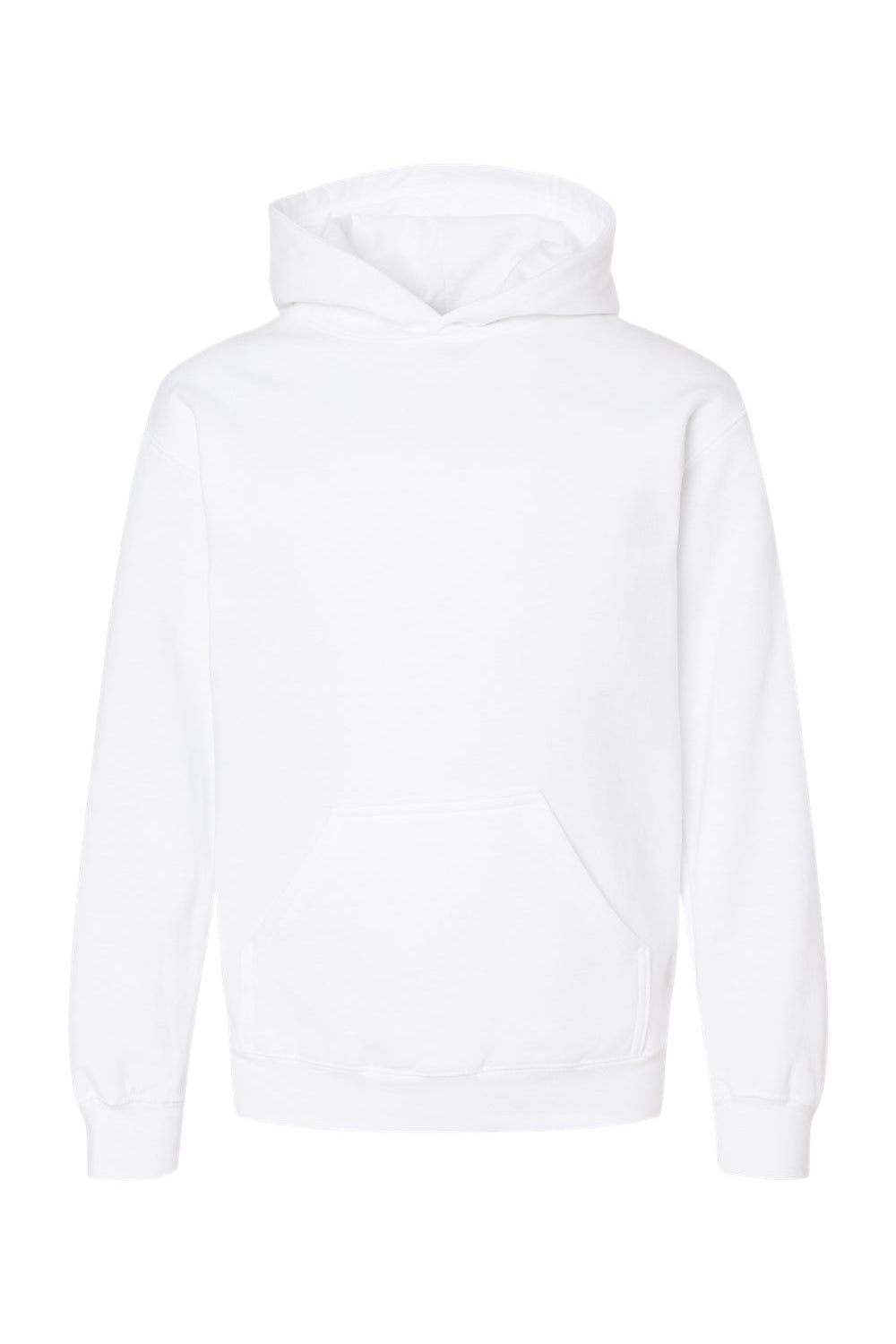 Tultex 320Y Youth Hooded Sweatshirt Hoodie w/ Pouch Pocket White Flat Front