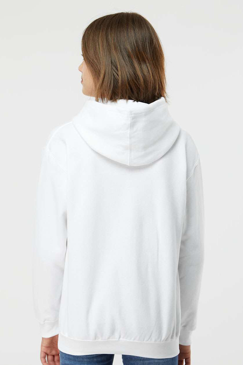 Tultex 320Y Youth Hooded Sweatshirt Hoodie w/ Pouch Pocket White Model Back