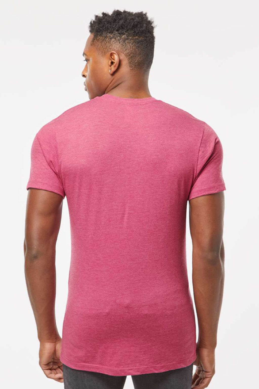 Tultex 541 Mens Premium Short Sleeve Crewneck T-Shirt Heather Cactus Flower Pink Model Back