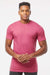 Tultex 541 Mens Premium Short Sleeve Crewneck T-Shirt Heather Cactus Flower Pink Model Front