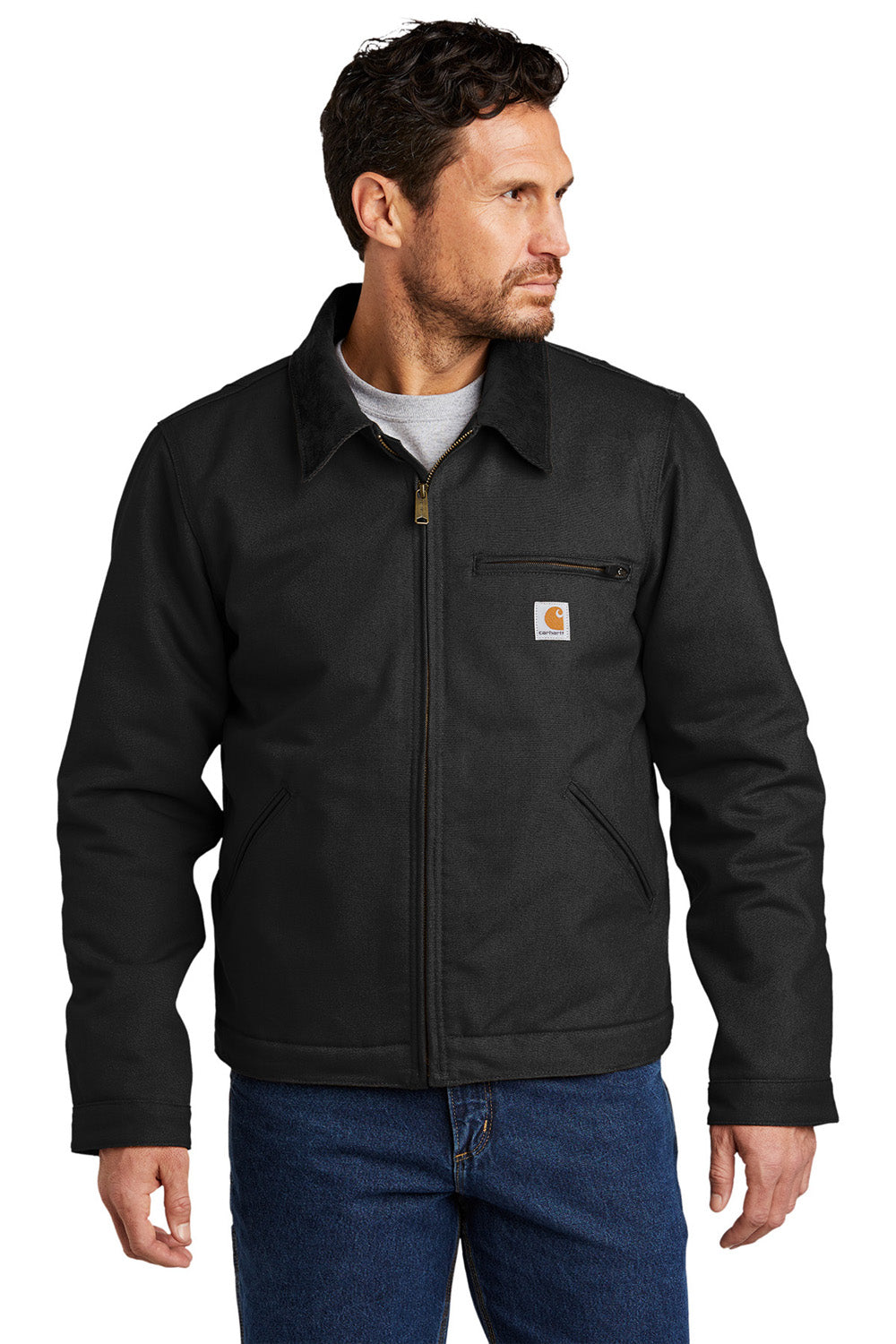 Carhartt CT103828/CTT103828 Mens Detroit Duck Wind & Water Resistant Full Zip Jacket Black Model Front