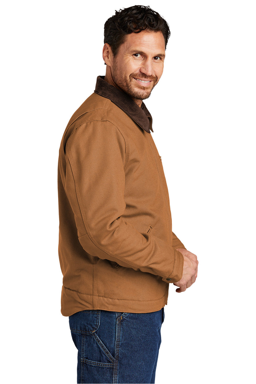 Carhartt CT103828/CTT103828 Mens Detroit Duck Wind & Water Resistant Full Zip Jacket Carhartt Brown Model Side