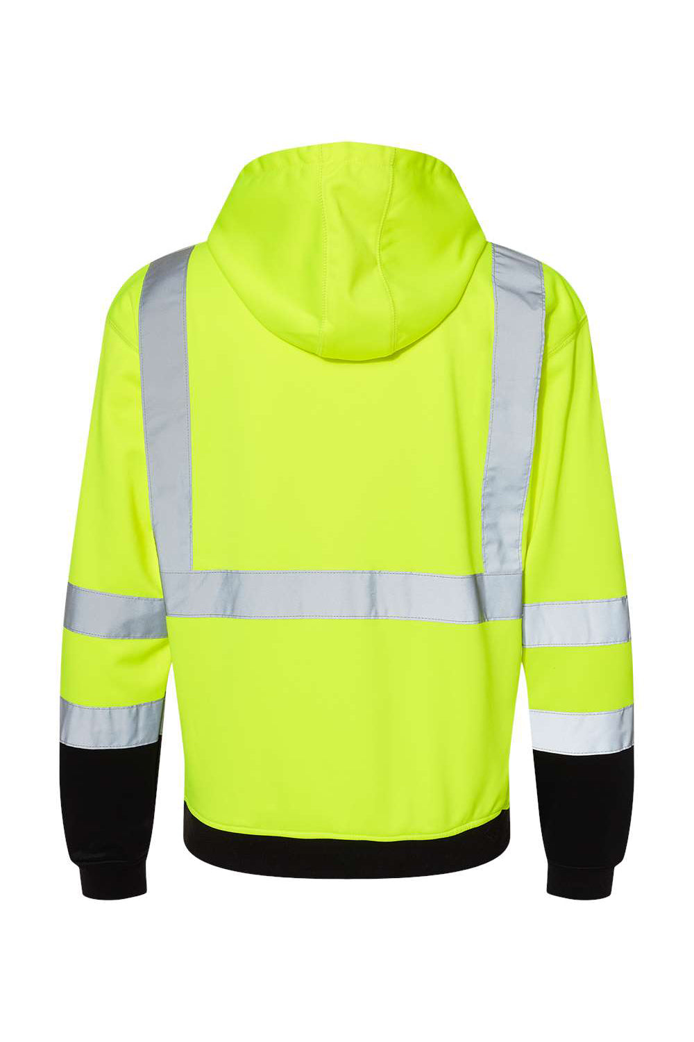Kishigo JS154 Mens Hi-Vis Hooded Sweatshirt Hoodie w/ Pockets Lime Green Flat Back
