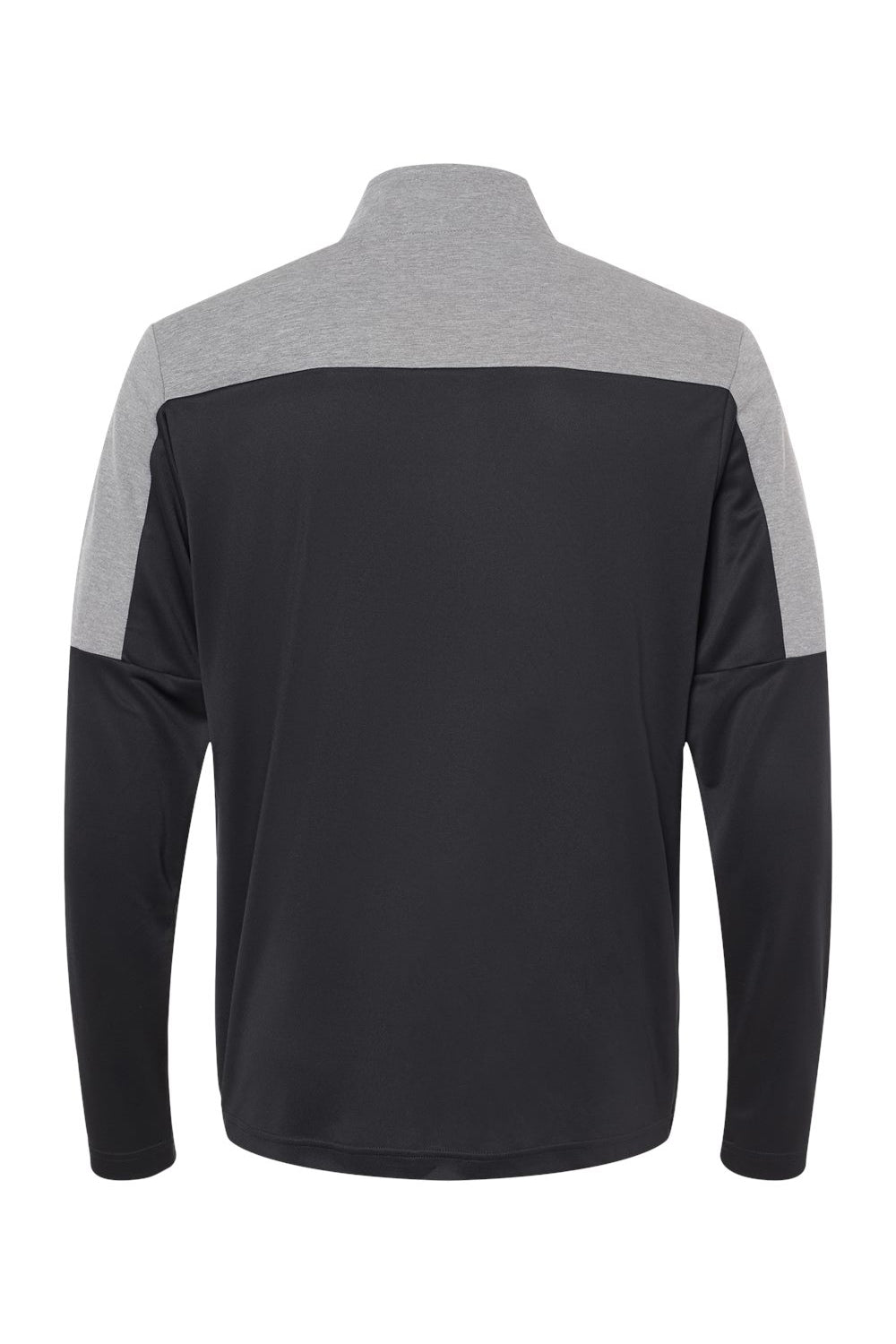 Adidas A552 Mens Moisture Wicking 1/4 Zip Sweatshirt Black/Grey Melange Flat Back