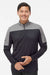 Adidas A552 Mens 1/4 Zip Sweatshirt Black/Grey Melange Model Front