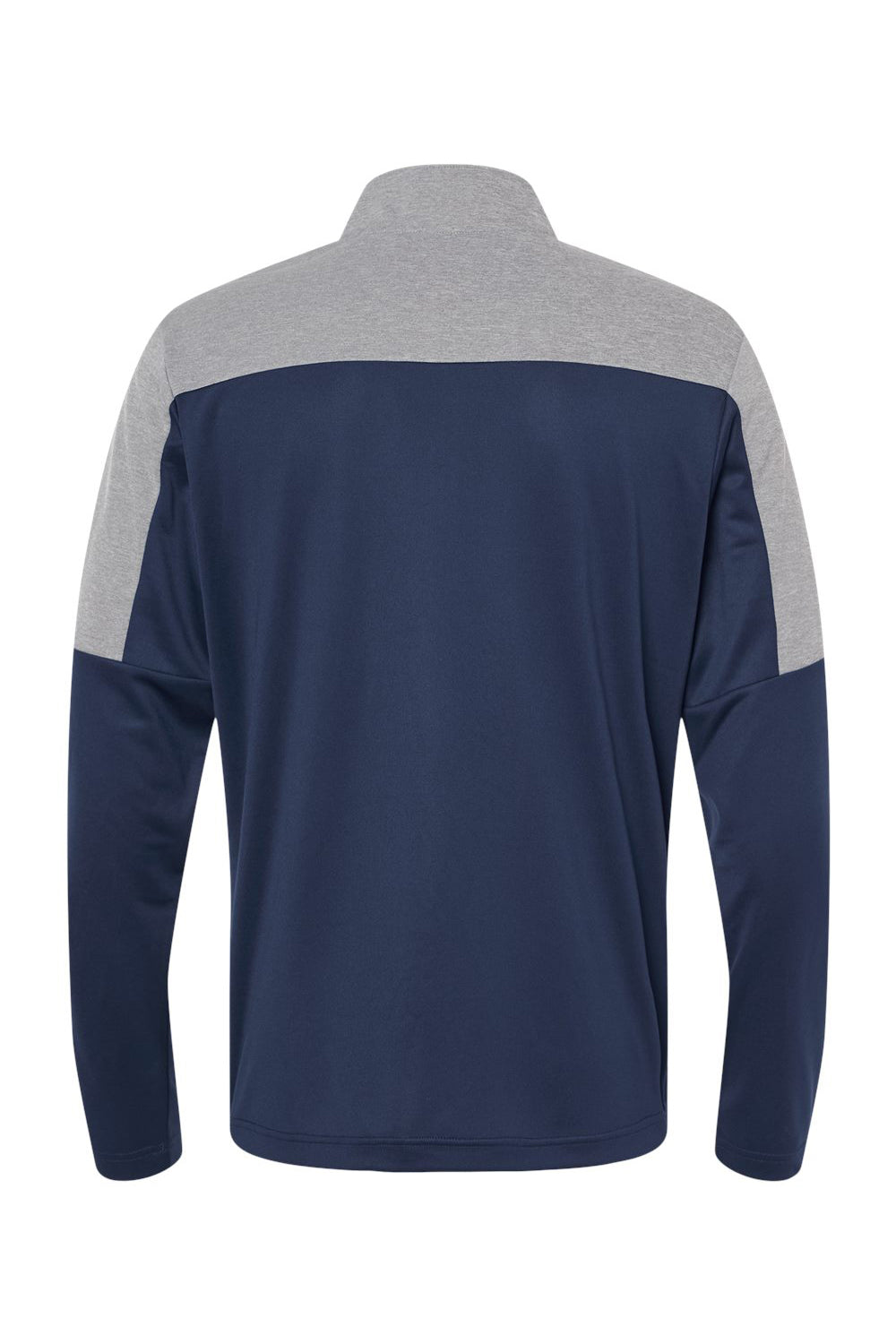 Adidas A552 Mens 1/4 Zip Sweatshirt Collegiate Navy Blue/Grey Melange Flat Back