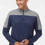 Adidas Mens Moisture Wicking 1/4 Zip Sweatshirt - Collegiate Navy Blue/Grey Melange - NEW