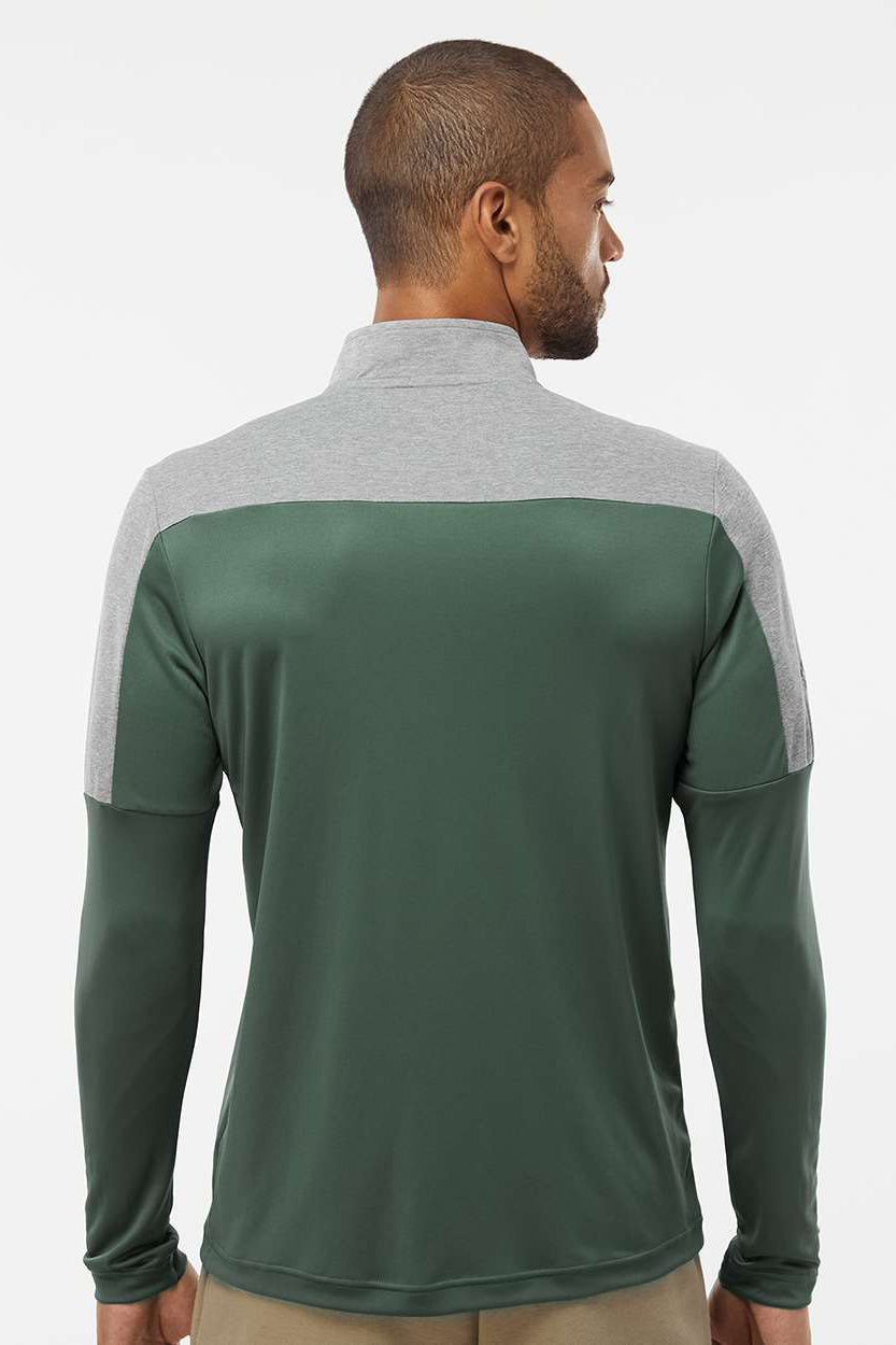 Adidas A552 Mens 1/4 Zip Sweatshirt Green Oxide/Grey Melange Model Back