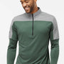 Adidas Mens Moisture Wicking 1/4 Zip Sweatshirt - Green Oxide/Grey Melange - NEW