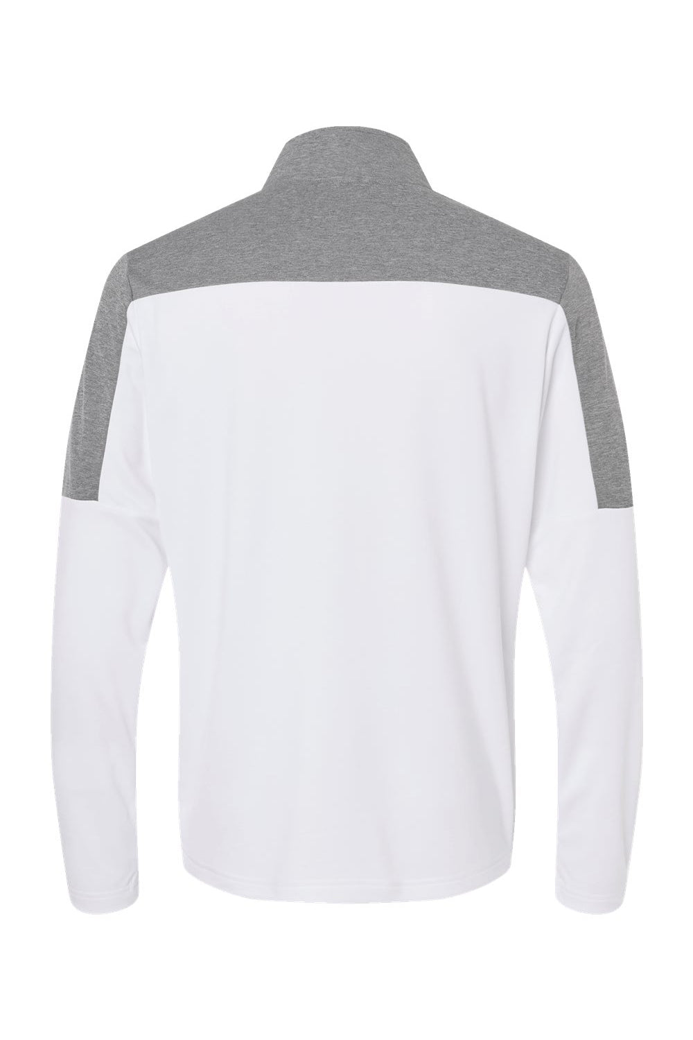 Adidas A552 Mens Moisture Wicking 1/4 Zip Sweatshirt White/Grey Melange Flat Back