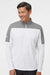 Adidas A552 Mens Moisture Wicking 1/4 Zip Sweatshirt White/Grey Melange Model Front