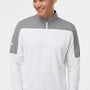 Adidas Mens Moisture Wicking 1/4 Zip Sweatshirt - White/Grey Melange - NEW
