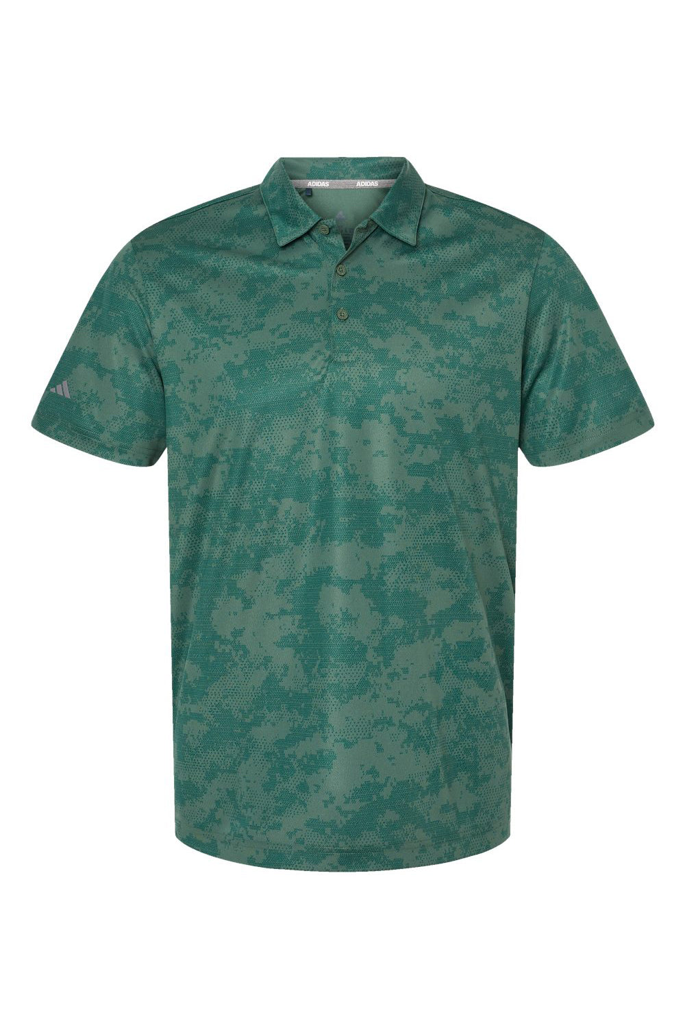 Adidas A550 Mens Camo Moisture Wicking Short Sleeve Polo Shirt Green Oxide Flat Front