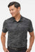 Adidas A550 Mens Camo Moisture Wicking Short Sleeve Polo Shirt Dark Grey Model Front