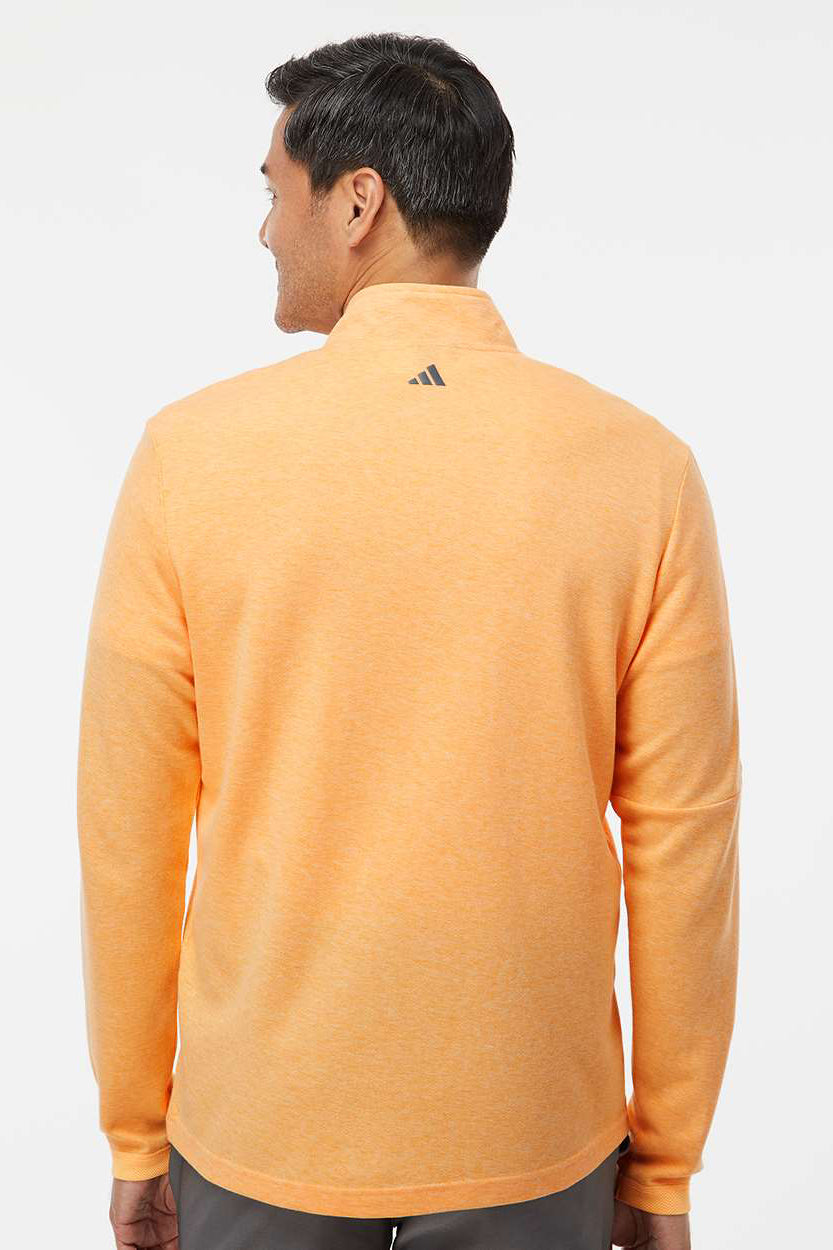 Adidas A554 Mens 3 Stripes 1/4 Zip Sweater Acid Orange Melange Model Back