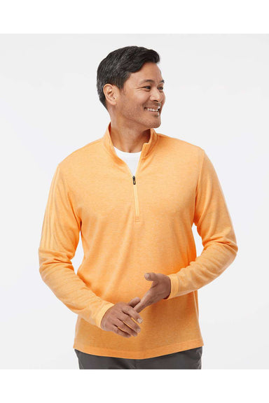 Adidas A554 Mens 3 Stripes 1/4 Zip Sweater Acid Orange Melange Model Front