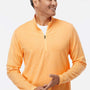 Adidas Mens 3 Stripes Moisture Wicking 1/4 Zip Sweater - Acid Orange Melange - NEW