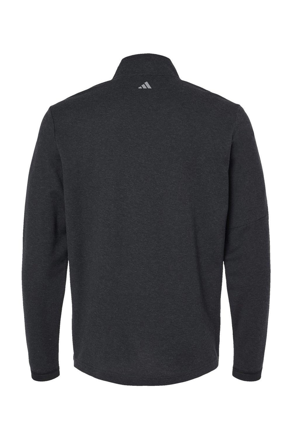 Adidas A554 Mens 3 Stripes 1/4 Zip Sweater Black Melange Flat Back