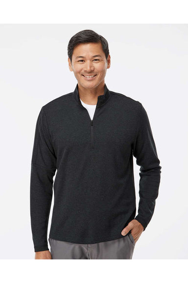 Adidas A554 Mens 3 Stripes 1/4 Zip Sweater Black Melange Model Front