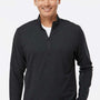 Adidas Mens 3 Stripes Moisture Wicking 1/4 Zip Sweater - Black Melange - NEW