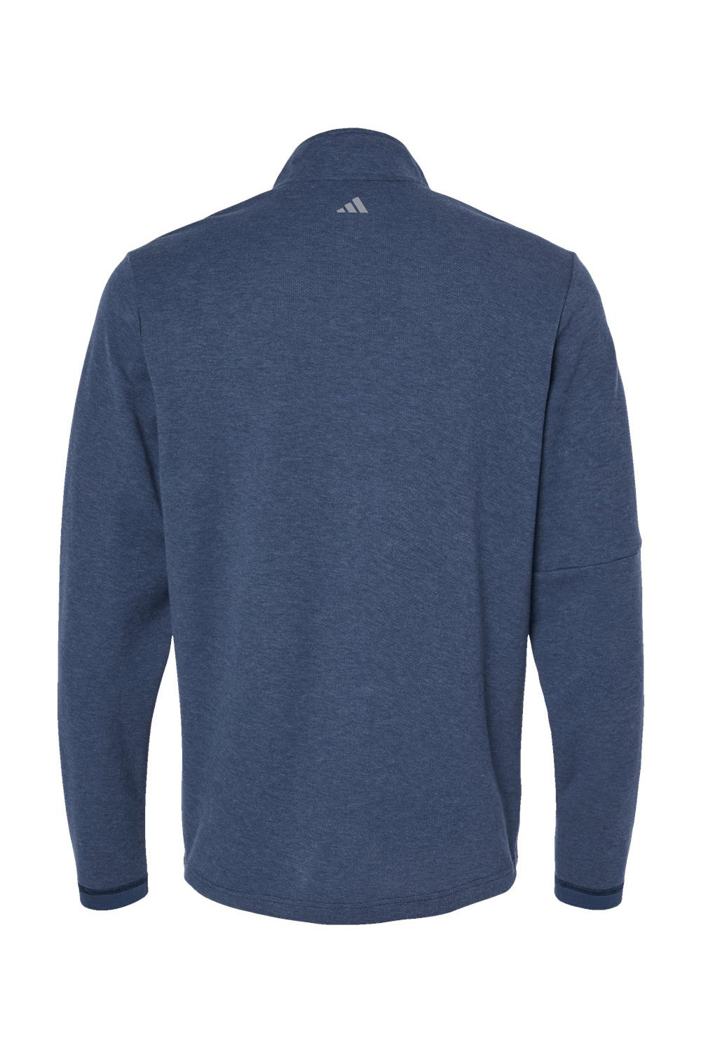Adidas A554 Mens 3 Stripes 1/4 Zip Sweater Collegiate Navy Blue Melange Flat Back