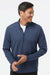 Adidas A554 Mens 3 Stripes Moisture Wicking 1/4 Zip Sweater Collegiate Navy Blue Melange Model Front