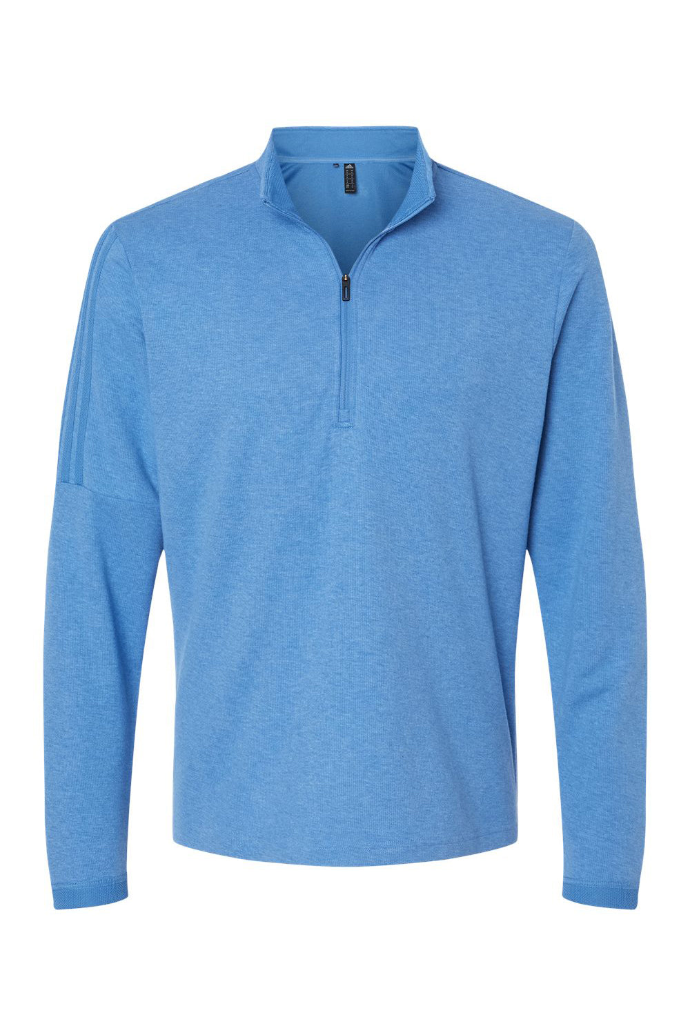 Adidas A554 Mens 3 Stripes 1/4 Zip Sweater Focus Blue Melange Flat Front