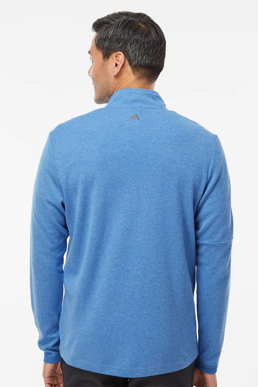 Adidas A554 Mens 3 Stripes 1/4 Zip Sweater Focus Blue Melange Model Back