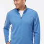 Adidas Mens 3 Stripes Moisture Wicking 1/4 Zip Sweater - Focus Blue Melange