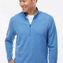 Adidas Mens 3 Stripes Moisture Wicking 1/4 Zip Sweater - Focus Blue Melange - NEW