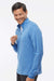 Adidas A554 Mens 3 Stripes Moisture Wicking 1/4 Zip Sweater Focus Blue Melange Model Side