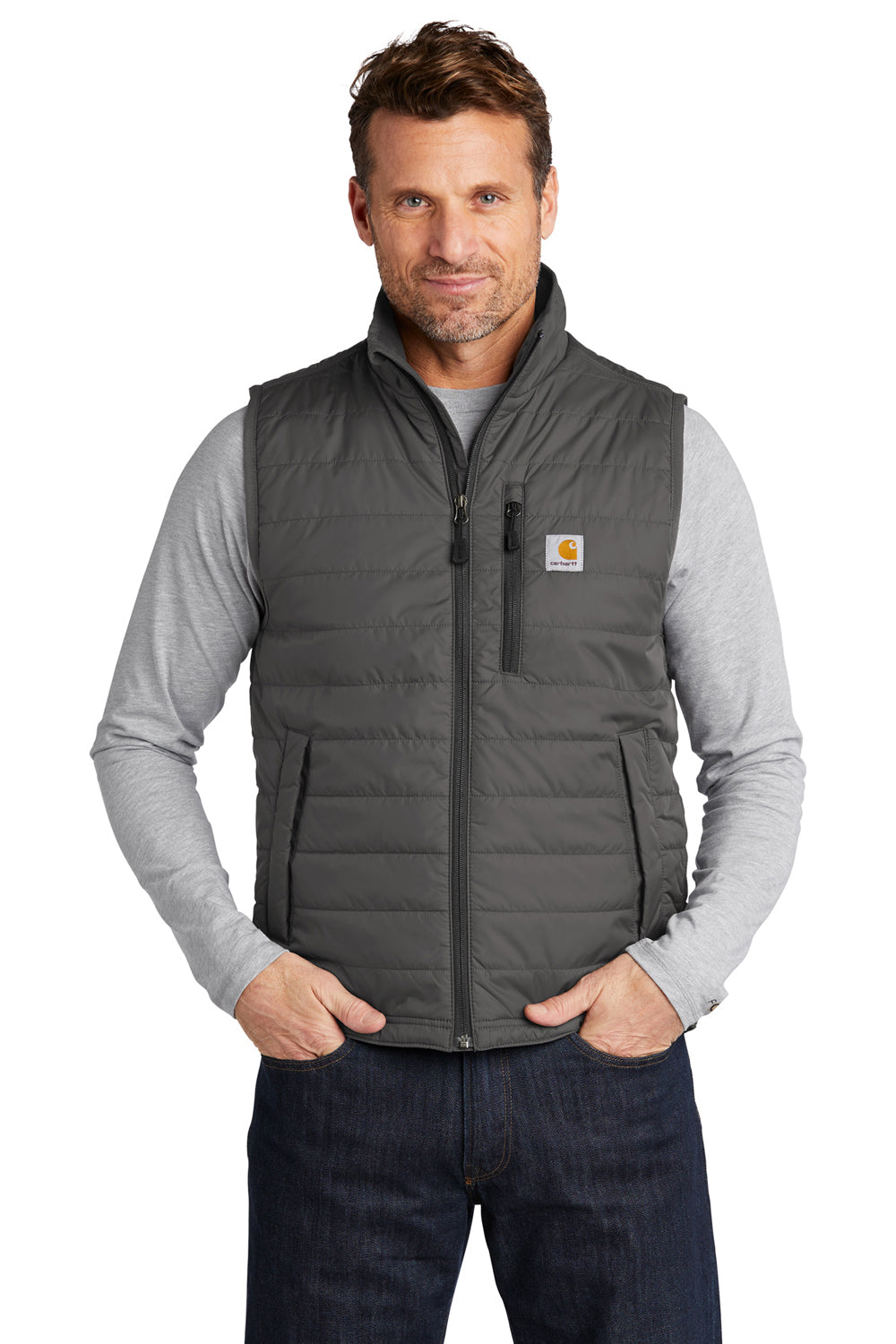 Carhartt CT102286 Mens Gilliam Full Zip Vest Shadow Grey Model Front
