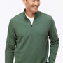 Adidas Mens 3 Stripes Moisture Wicking 1/4 Zip Sweater - Green Oxide Melange - NEW