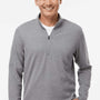 Adidas Mens 3 Stripes Moisture Wicking 1/4 Zip Sweater - Grey Melange - NEW