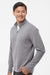Adidas A554 Mens 3 Stripes Moisture Wicking 1/4 Zip Sweater Grey Melange Model Side