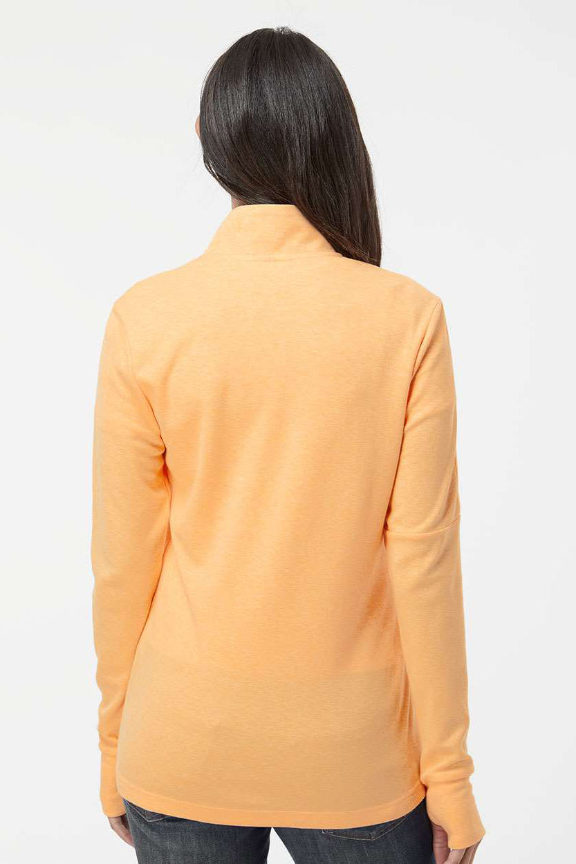 Adidas A555 Womens 3 Stripes 1/4 Zip Sweater Acid Orange Melange Model Back