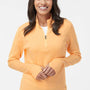 Adidas Womens 3 Stripes Moisture Wicking 1/4 Zip Sweater - Acid Orange Melange - NEW