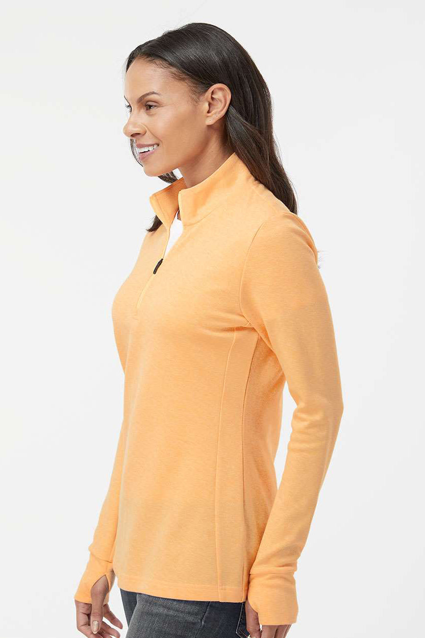 Adidas A555 Womens 3 Stripes 1/4 Zip Sweater Acid Orange Melange Model Side