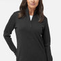 Adidas Womens 3 Stripes Moisture Wicking 1/4 Zip Sweater - Black Melange - NEW