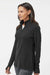 Adidas A555 Womens 3 Stripes Moisture Wicking 1/4 Zip Sweater Black Melange Model Side