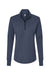 Adidas A555 Womens 3 Stripes Moisture Wicking 1/4 Zip Sweater Collegiate Navy Blue Melange Flat Front