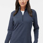 Adidas Womens 3 Stripes Moisture Wicking 1/4 Zip Sweater - Collegiate Navy Blue Melange - NEW