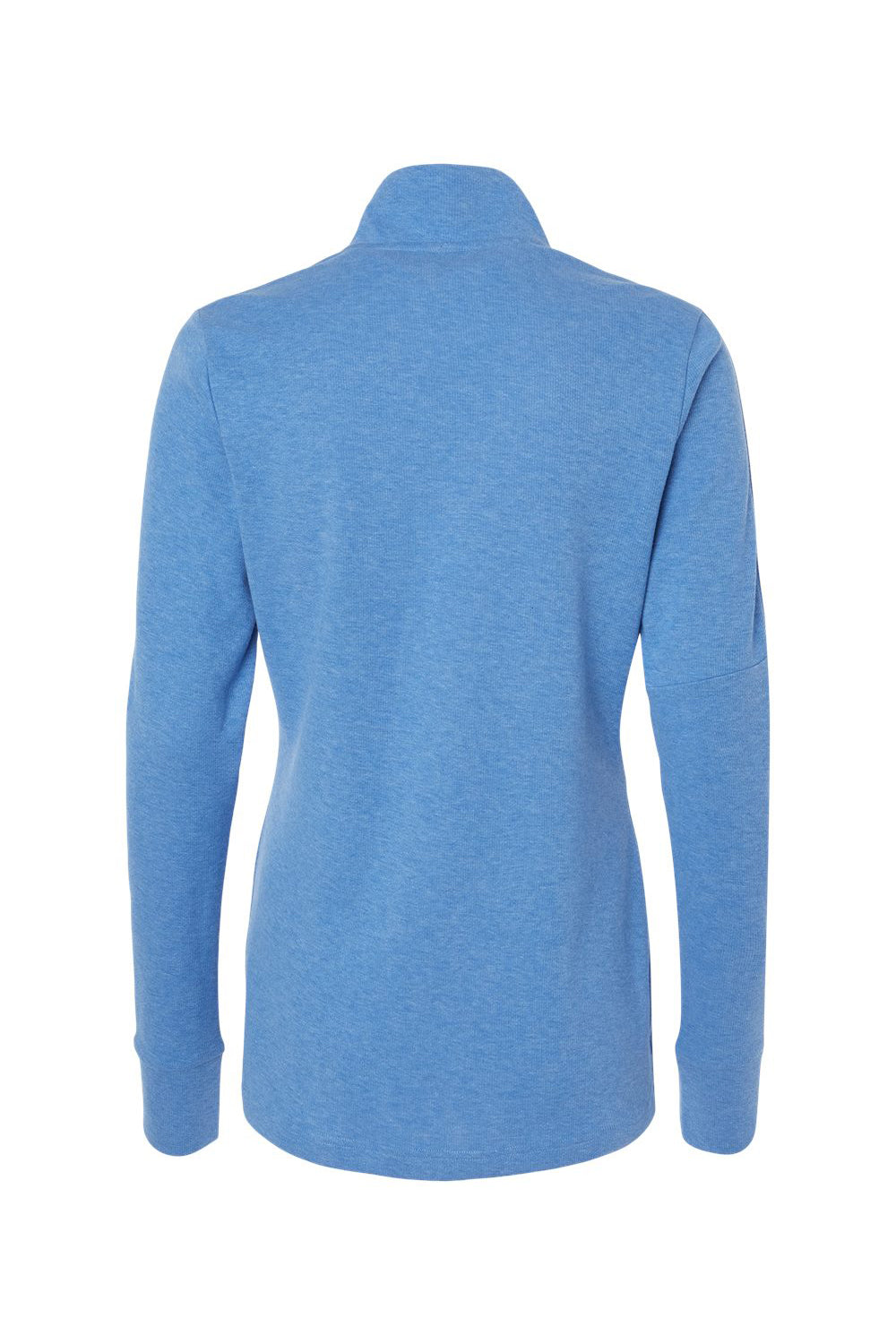 Adidas A555 Womens 3 Stripes Moisture Wicking 1/4 Zip Sweater Focus Blue Melange Flat Back