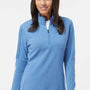 Adidas Womens 3 Stripes Moisture Wicking 1/4 Zip Sweater - Focus Blue Melange - NEW