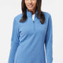 Adidas Womens 3 Stripes Moisture Wicking 1/4 Zip Sweater - Focus Blue Melange