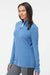 Adidas A555 Womens 3 Stripes Moisture Wicking 1/4 Zip Sweater Focus Blue Melange Model Side