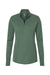 Adidas A555 Womens 3 Stripes Moisture Wicking 1/4 Zip Sweater Green Oxide Melange Flat Front